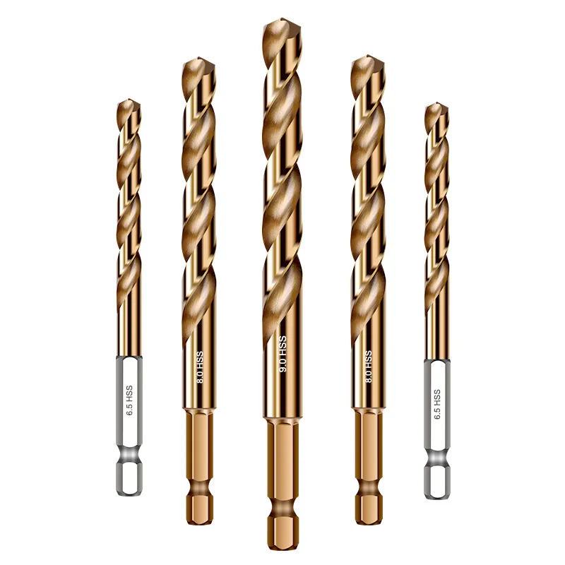 Industrial Grade M35 High-Cobalt Drill Bits, 1/4" Hex Shank – Heat-Resistant Spiral Reamer for Stainless Steel and High-Hardness Alloy, Ideal for Electric Hand Drills